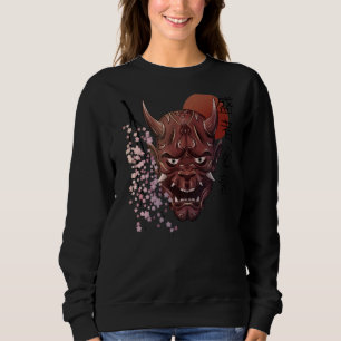 Japansk Oni Demon Mask Japanska Kanji Samurai Oni T Shirt