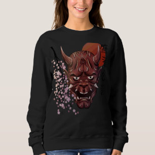 Japansk Oni Demon Mask Japanska Kanji Samurai Oni T Shirt
