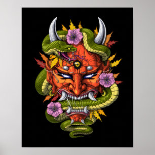 Japansk Oni Demon-mask Poster