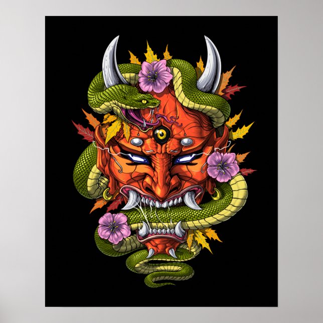 Japansk Oni Demon-mask Poster (Framsidan)