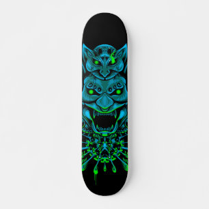 Japansk Oni Mask Blue Skateboard