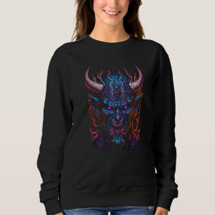 Japansk Oni-mask Demos ansikte Skalle Djävul Haraj T Shirt
