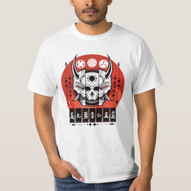 Japansk Oni Mask-design T Shirt (Framsida)