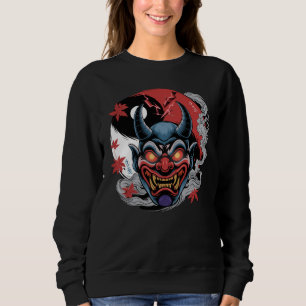 Japansk Oni Mask med Yin-Yang och Maple Lövs T Shirt