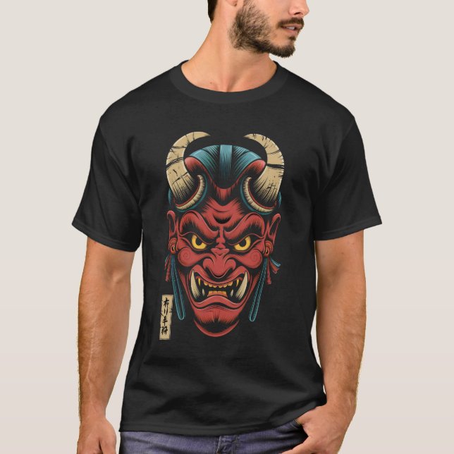 Japansk Oni Mask T Shirt (Framsida)