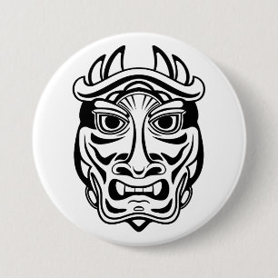 Japansk Oni-mask Traditionsdemon Linje Konst Knapp