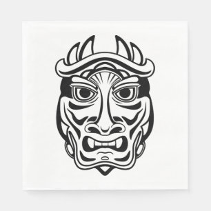 Japansk Oni-mask Traditionsdemon Linje Konst Pappersservett