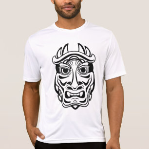 Japansk Oni-mask Traditionsdemon Linje Konst T Shirt