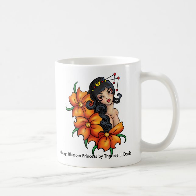 Japansk orange blommarPrincess för tatuering Kaffemugg (Höger)