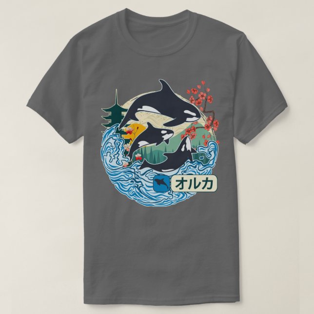 Japansk Orca Whale Underbar Wave Kanagawa Japan Vi T Shirt (Design framsida)