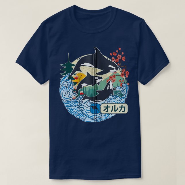 Japansk Orca Whale Underbar Wave Kanagawa Japan Vi T Shirt (Design framsida)