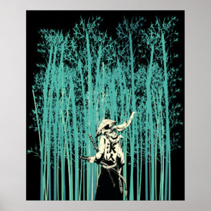 Japansk ordman i Bamboo Forest Samurai Poster