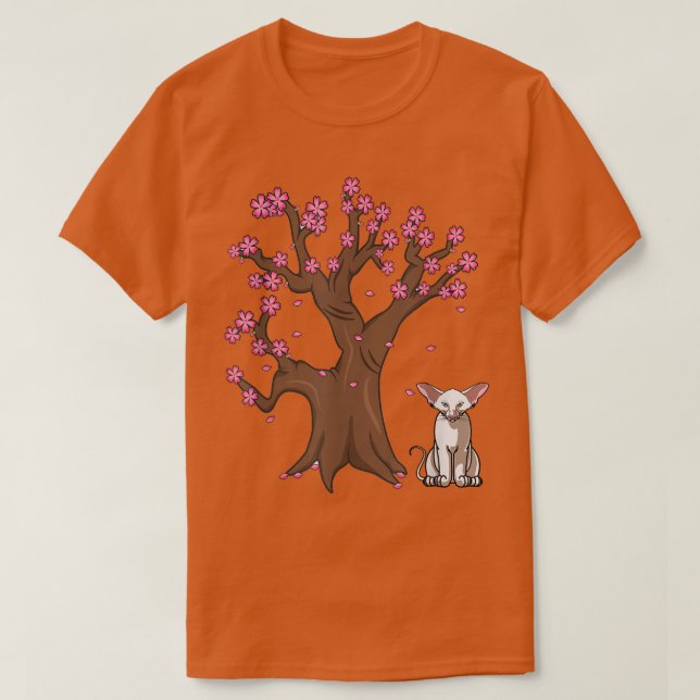Japansk Oriental Shorthair Cat Mamma Cherry Blomma T Shirt (Design framsida)