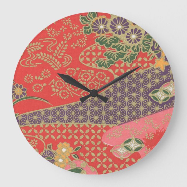 Japansk Origami Papper Mönster Wall Clock Stor Klocka (Framsida)