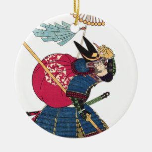 Japansk östlig Samuraivintagekrigare Japan Julgransprydnad Keramik