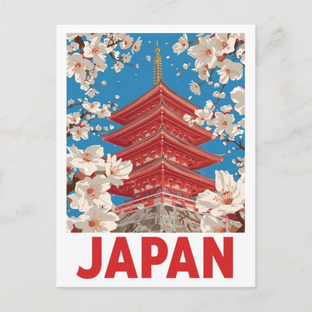 Japansk Pagod Körsbärsblomning Vykort (Framsida)