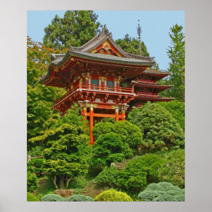 Japansk Pagoda-fotomålning Poster