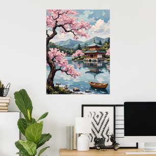 Japansk Pagoda på Sjö Poster