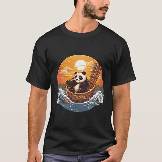 Japansk panda Sushi Bowl Serene T Shirt (Framsida)