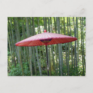 Japansk paraply bland bamboon vykort