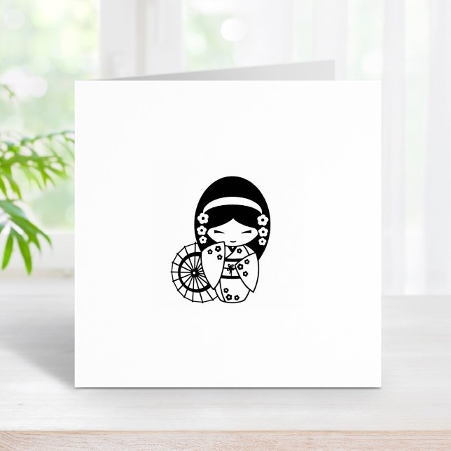 Japansk paraply Geisha Girl in Kimono 2 Stämpel (Skapare uppladdad)