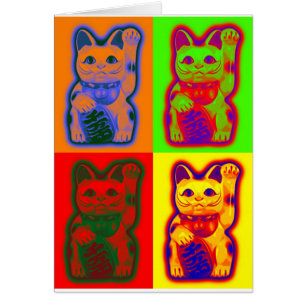 JAPANSK pengarKATT Maneki Neko Hälsningskort