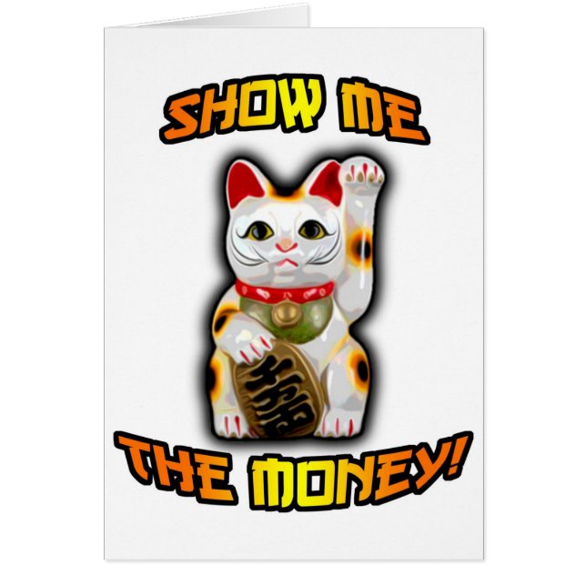 JAPANSK pengarKATT Maneki Neko Hälsningskort (Framsidan)