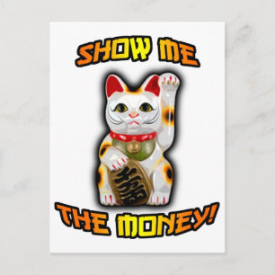 JAPANSK pengarKATT Maneki Neko Vykort