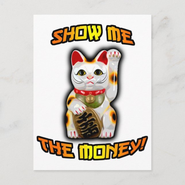 JAPANSK pengarKATT Maneki Neko Vykort (Framsida)