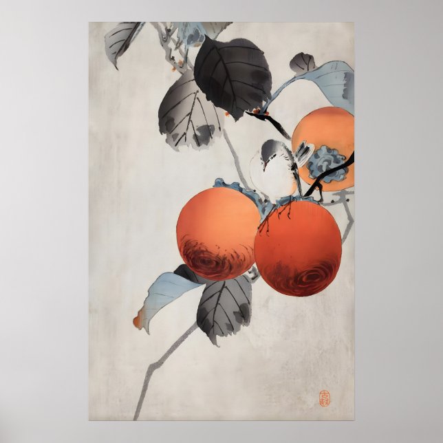 Japansk Persimon Målningstryck  Vintage Poster (Framsidan)