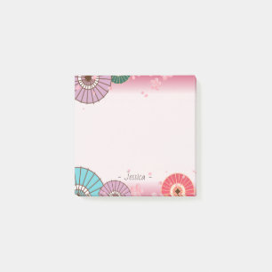 Japansk Personlig för paraplyer och körsbärs Blomm Post-it Block