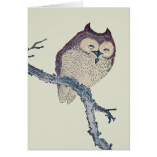 Japansk pjäsande nattbild i Uggla Hälsningskort