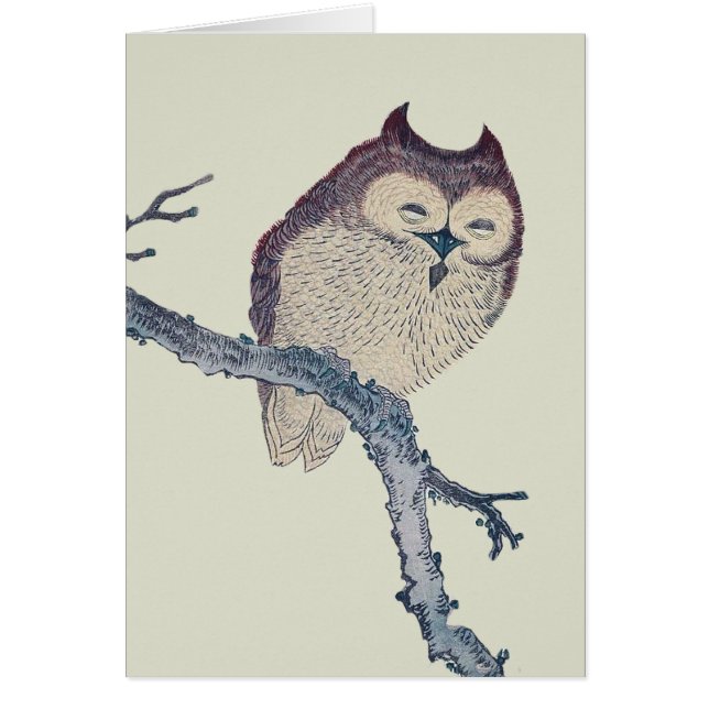 Japansk pjäsande nattbild i Uggla Hälsningskort (Framsidan)