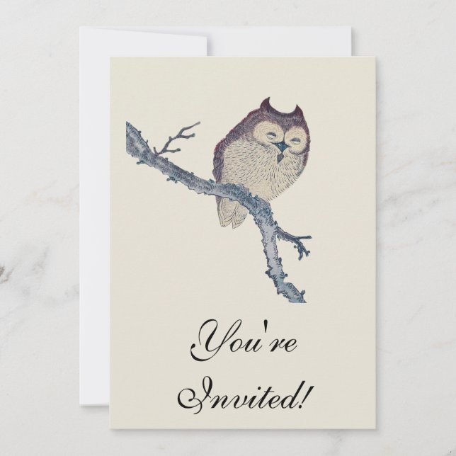 Japansk pjäsande nattbild i Uggla Inbjudningar (Framsida)