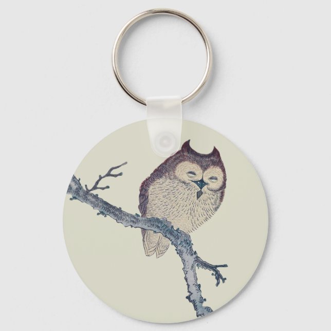 Japansk pjäsande nattbild i Uggla Nyckelring (Framsida)