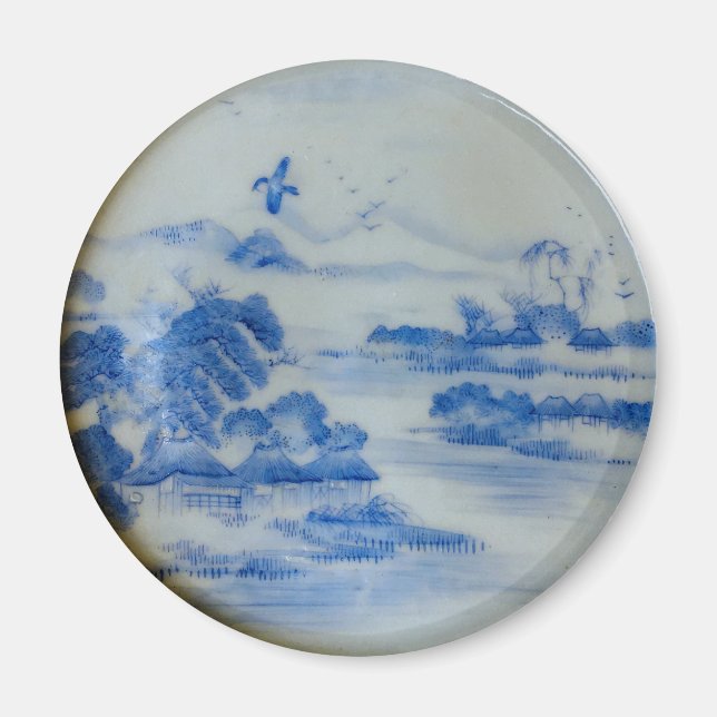 Japansk porslinsbygd med fågel magnet (Framsidan)