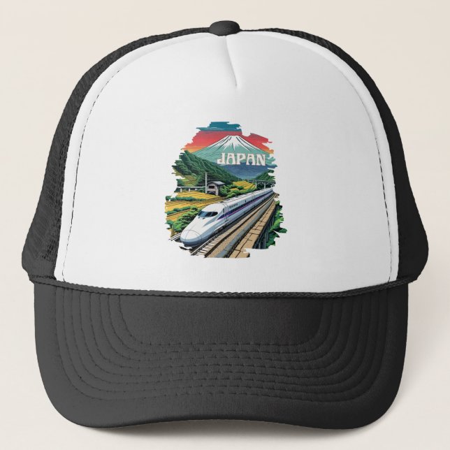 Japansk punktuppställning Tåg och Mount Fuji Keps (Framsida)