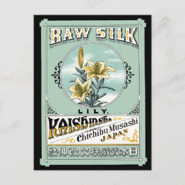 Japansk rå Silke Lily Flower-etikett Vykort