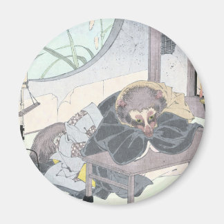Japansk Raccon hund Tanuki Ukiyo-e vid Yoshitoshi Magnet