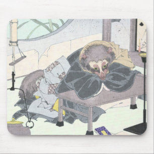 Japansk Raccon hund Tanuki Ukiyo-e vid Yoshitoshi Musmatta