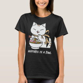 Japansk Ramen Cat Happity i en Bowl T Shirt