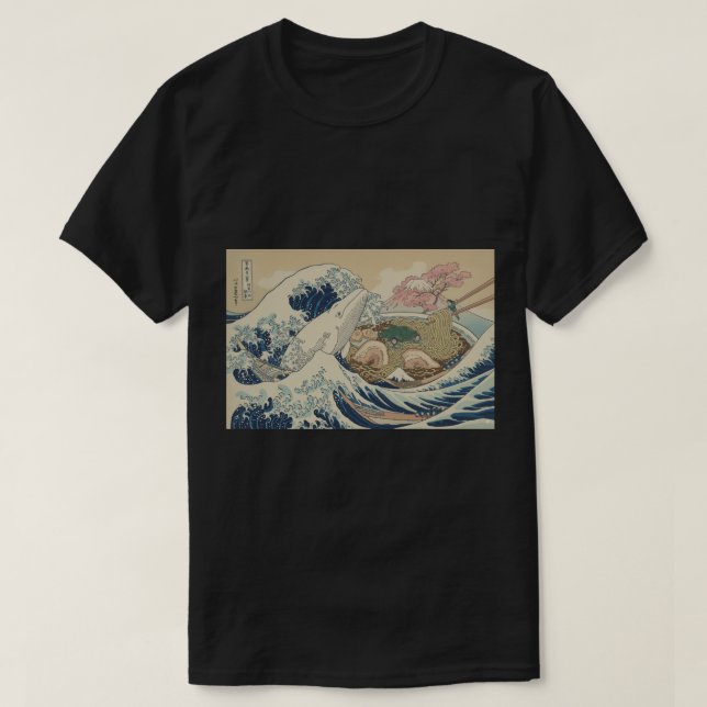 Japansk Ramen Wave med Whale Aesthetic T Shirt (Design framsida)