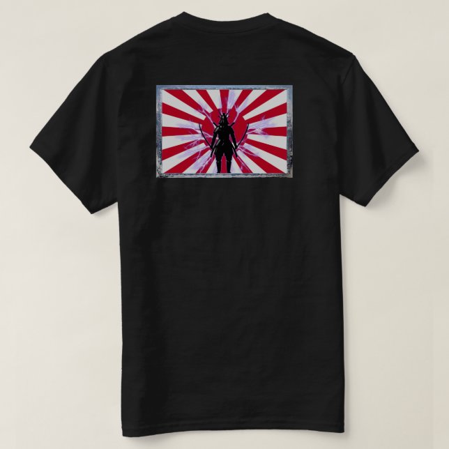 Japansk ramflagga & Uppgående sol Samurajkrigare T Shirt (Design baksida)