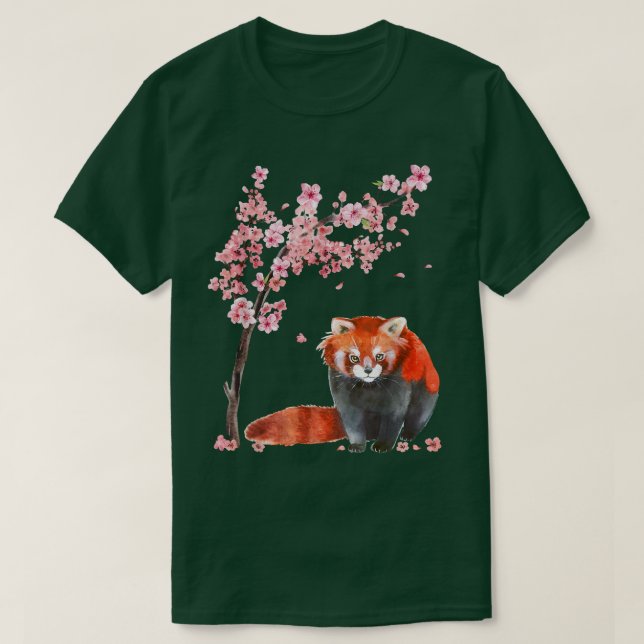 Japansk Red Panda Cherry Blommar Flower Sakura Tr T Shirt (Design framsida)