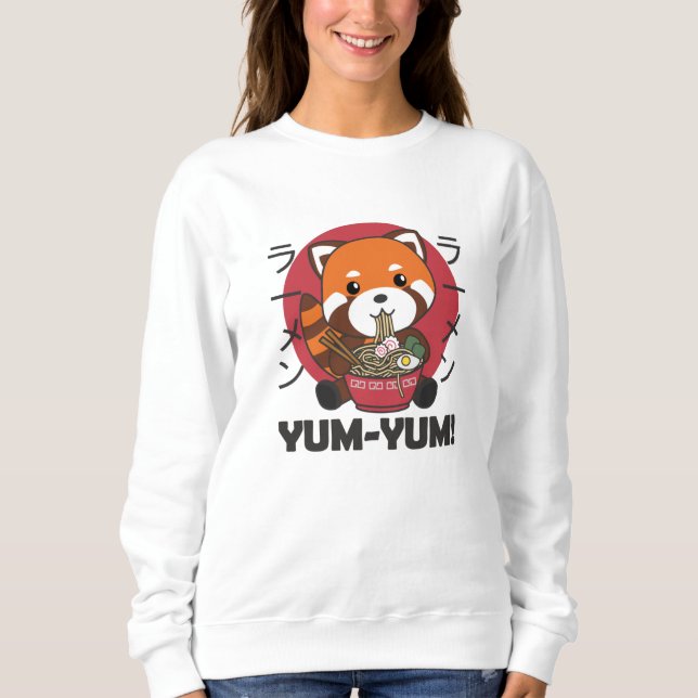Japansk Red Panda Ramen Kawaii Noodles T Shirt (Framsida)