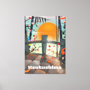 Japansk reseaffisch i Itsukushima Canvastryck