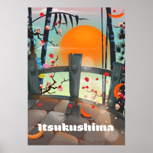 Japansk reseaffisch i Itsukushima Poster