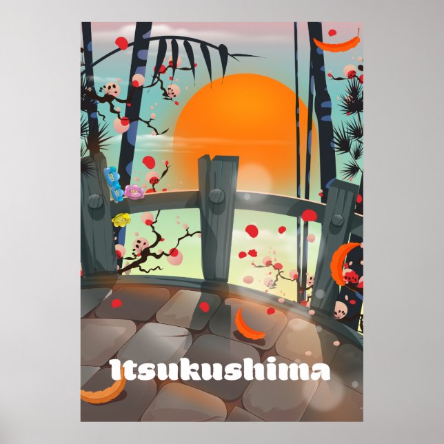 Japansk reseaffisch i Itsukushima Poster (Framsidan)