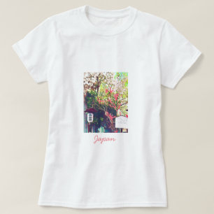 Japansk reselandskap lantern sakura t shirt