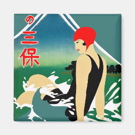 Japansk reseturism Poster 1930-talet Art Deco Girl Magnet